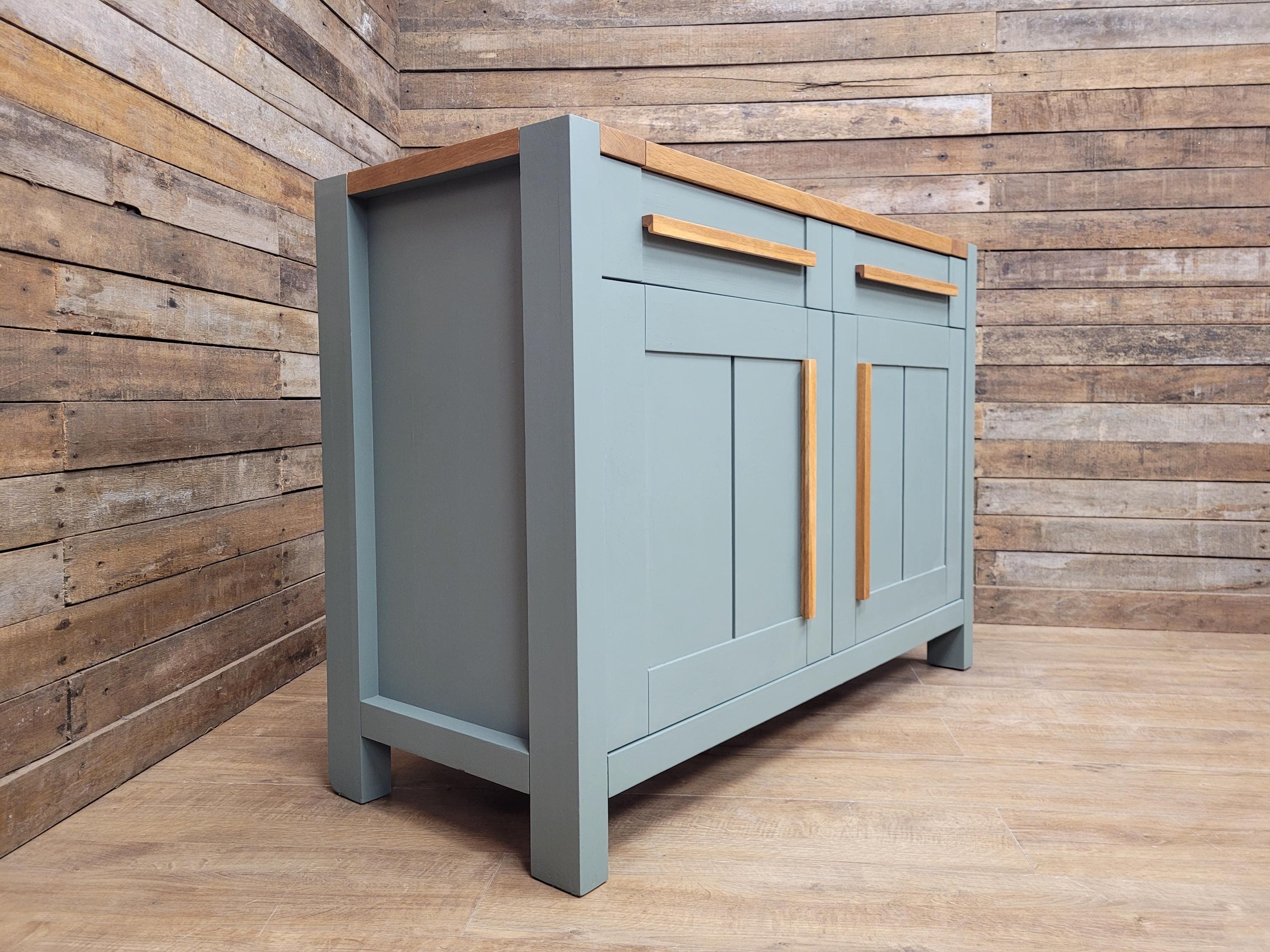 Painted Oak Sideboard 2 Door 2 Drawer Fusion Paint Carriage House Green Cupboard
