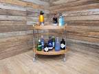 Teak Style Drinks Trolley Bar Cart Chrome Two Tier Serving Cart Vintage MCM