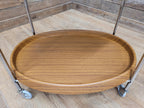 Teak Style Drinks Trolley Bar Cart Chrome Two Tier Serving Cart Vintage MCM