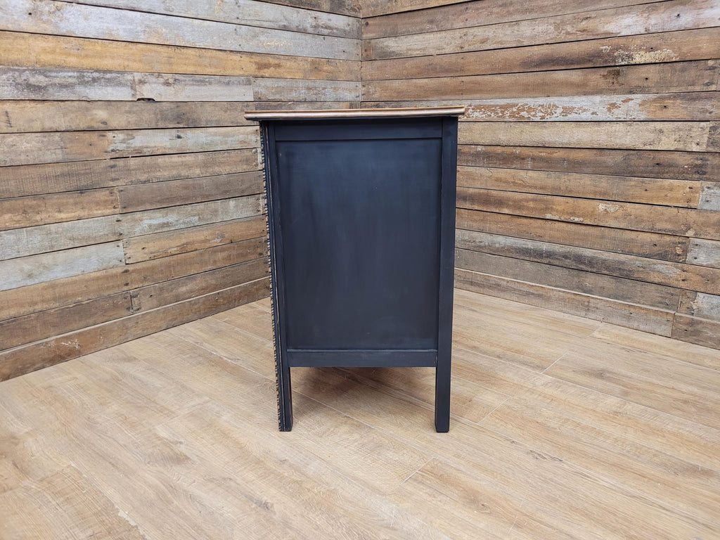 Distressed Three Drawer Chest Black Painted Wooden Chest Antique Style