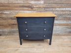 Distressed Three Drawer Chest Black Painted Wooden Chest Antique Style