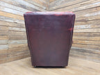 Chesterfield Wingback Armchair Leather Oxblood Red Vintage Tartan Cushion #1