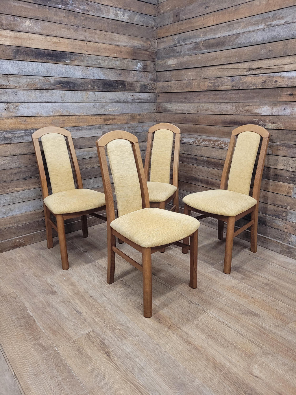 HJ Berry Teak Dining Chairs Upholstered Mid Century Set Four Retro Chic