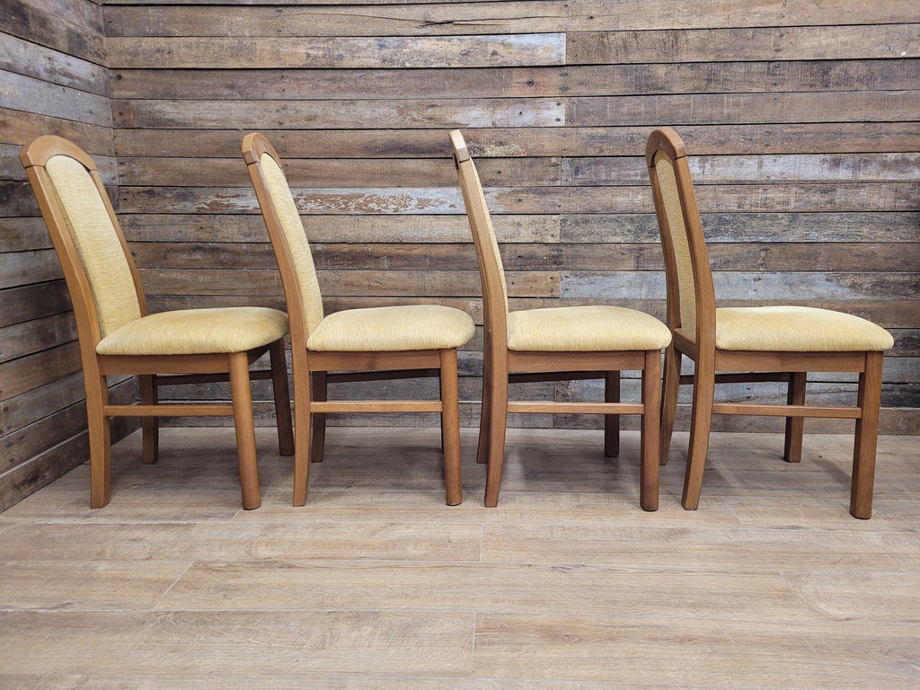 HJ Berry Teak Dining Chairs Upholstered Mid Century Set Four Retro Chic