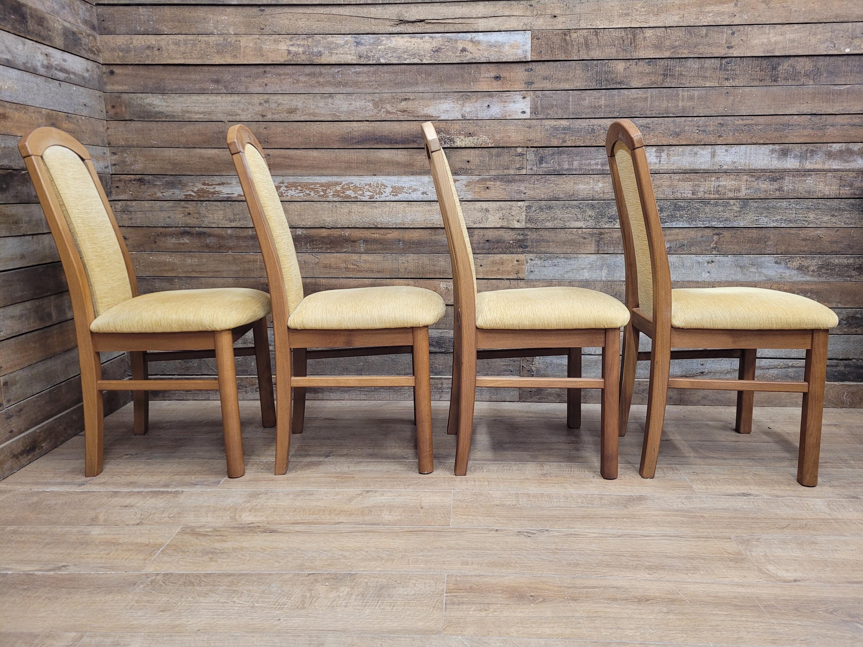 HJ Berry Teak Dining Chairs Upholstered Mid Century Set Four Retro Chic