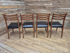 Teak Dining Chairs Set Mid Century Ladder Back Black Seat Four Retro Chairs