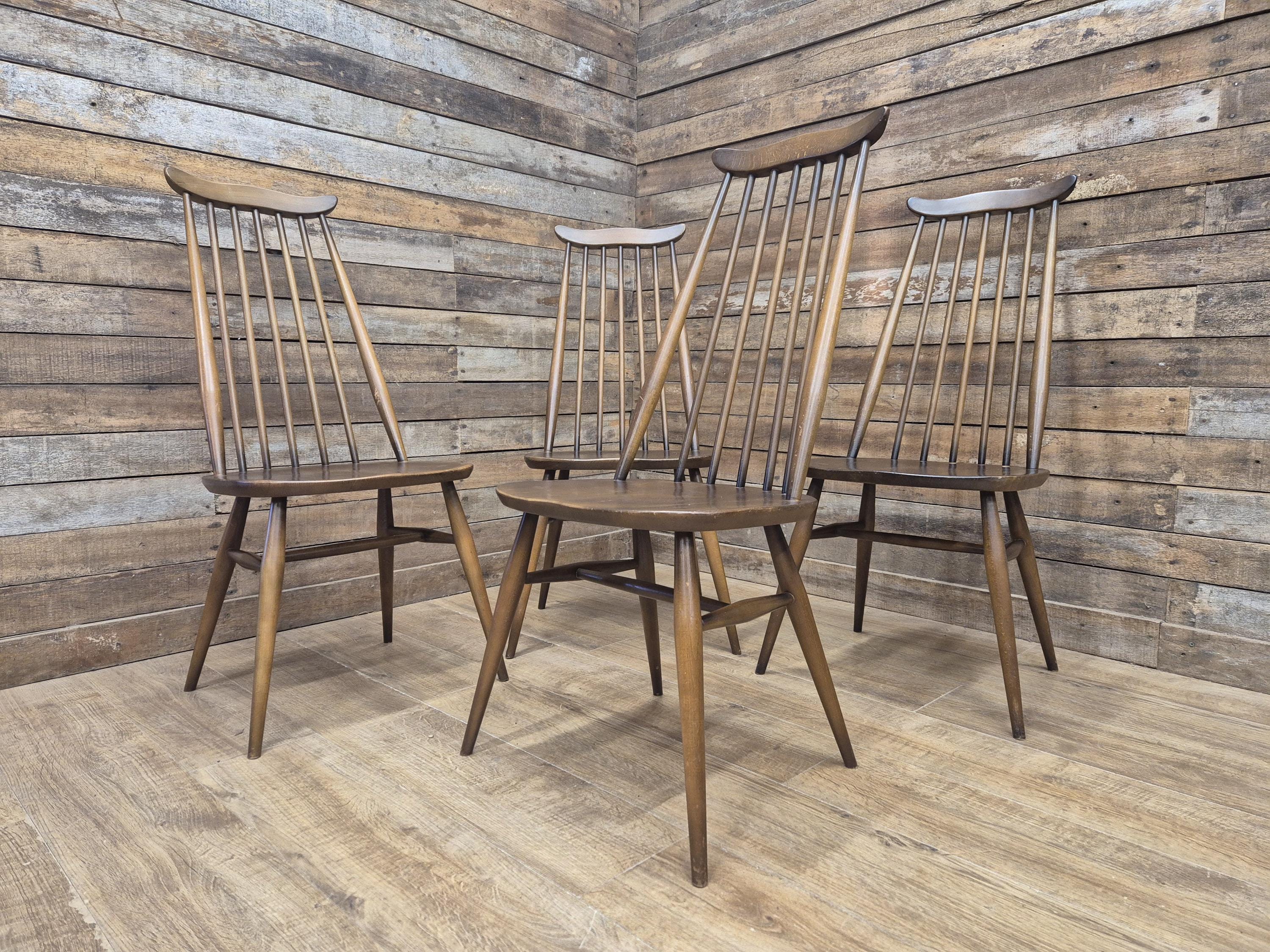 Ercol Goldsmith Chairs Elm Golden Dawn Mid Century Set Of Four Retro Chic