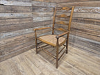Oak Ladderback Armchair Arts Crafts Style Bergere Seat Carver Hall Bedroom Chair