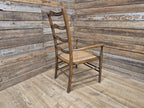 Oak Ladderback Armchair Arts Crafts Style Bergere Seat Carver Hall Bedroom Chair