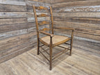 Oak Ladderback Armchair Arts Crafts Style Bergere Seat Carver Hall Bedroom Chair