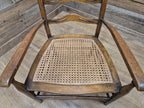 Oak Ladderback Armchair Arts Crafts Style Bergere Seat Carver Hall Bedroom Chair
