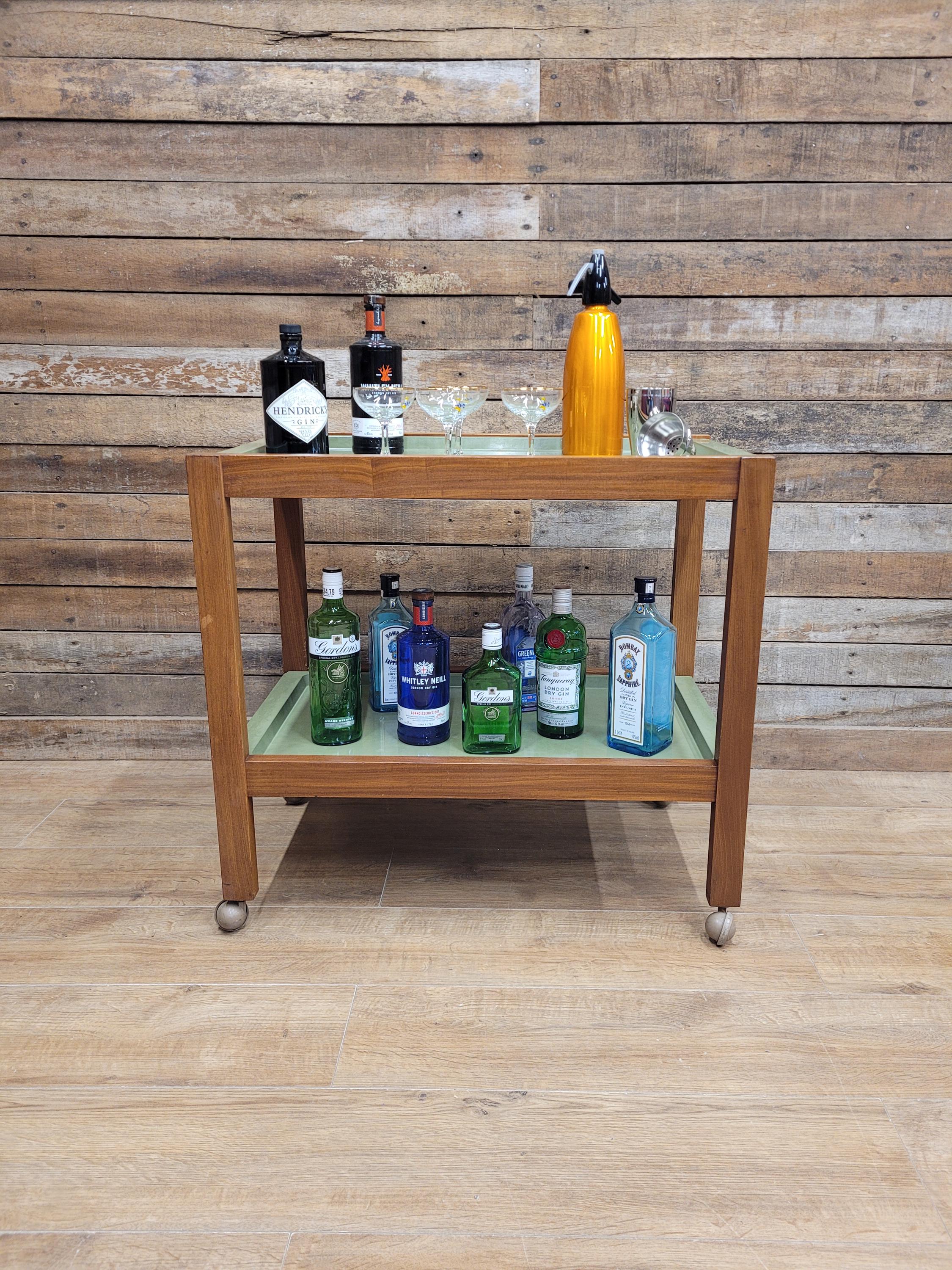 Teak Drinks Trolley Military Marked Mid Century Bar Cart Cocktail Trolley