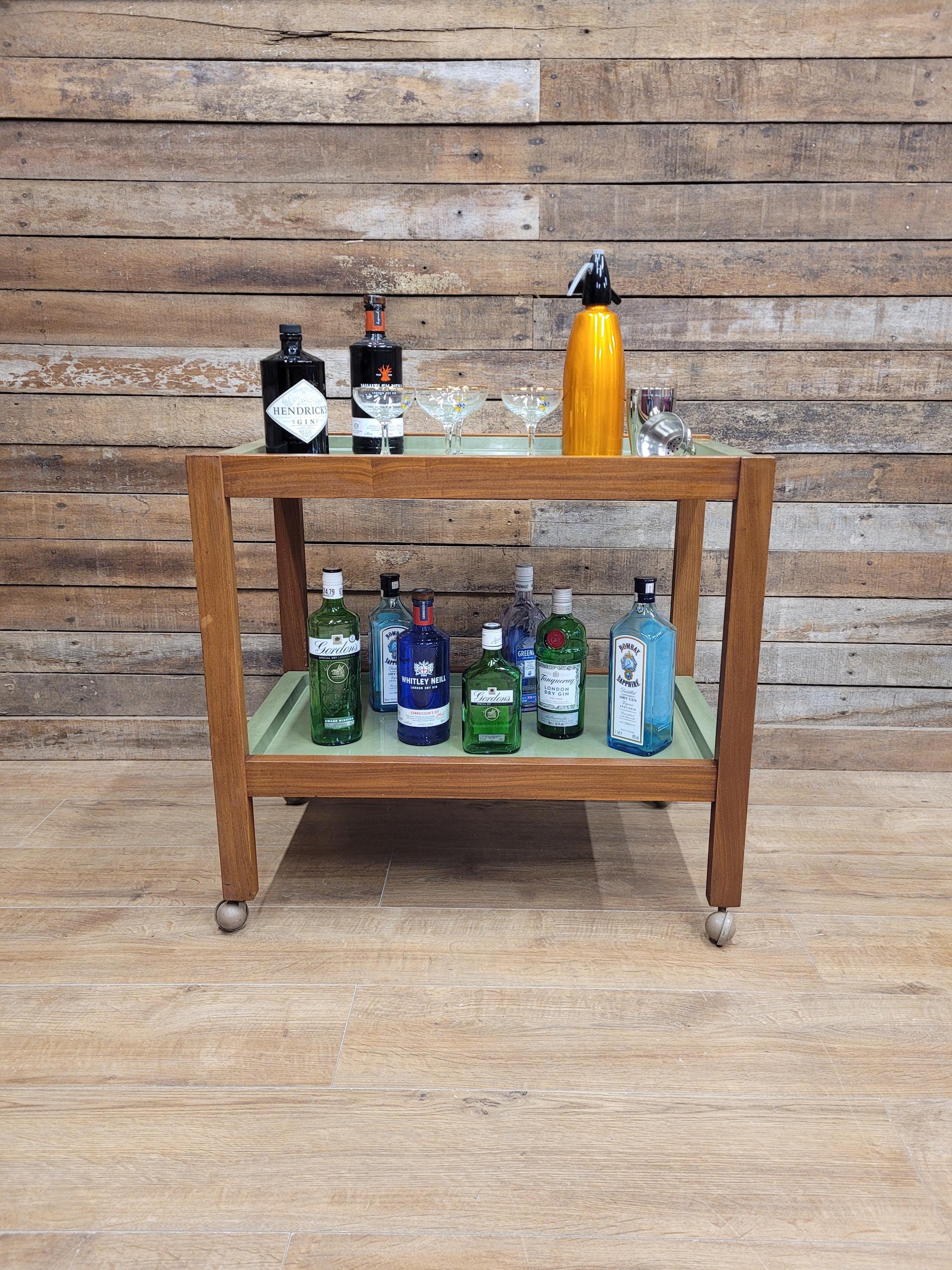 Teak Drinks Trolley Military Marked Mid Century Bar Cart Cocktail Trolley