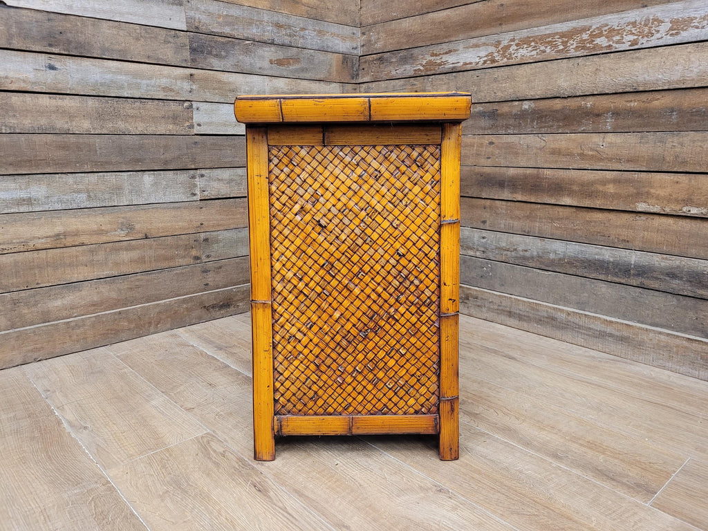 Bamboo Chest Of Drawers Wicker Fronted Vintage Bedside Cabinet Side Chest