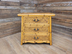 Bamboo Chest Of Drawers Wicker Fronted Vintage Bedside Cabinet Side Chest