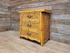 Bamboo Chest Of Drawers Wicker Fronted Vintage Bedside Cabinet Side Chest