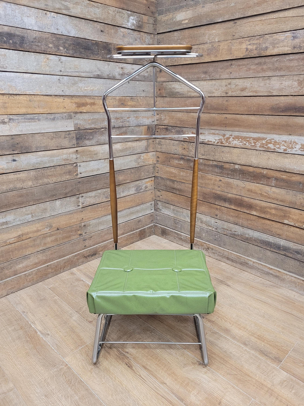 Teak Valet Mens Butler Clothes Stand Vintage Mid Century With Stool Retro Chic