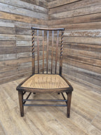Oak Rush Seat Barley Twist Low Chair Early 20thC Antique Country Child Stool