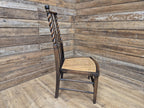 Oak Rush Seat Barley Twist Low Chair Early 20thC Antique Country Child Stool