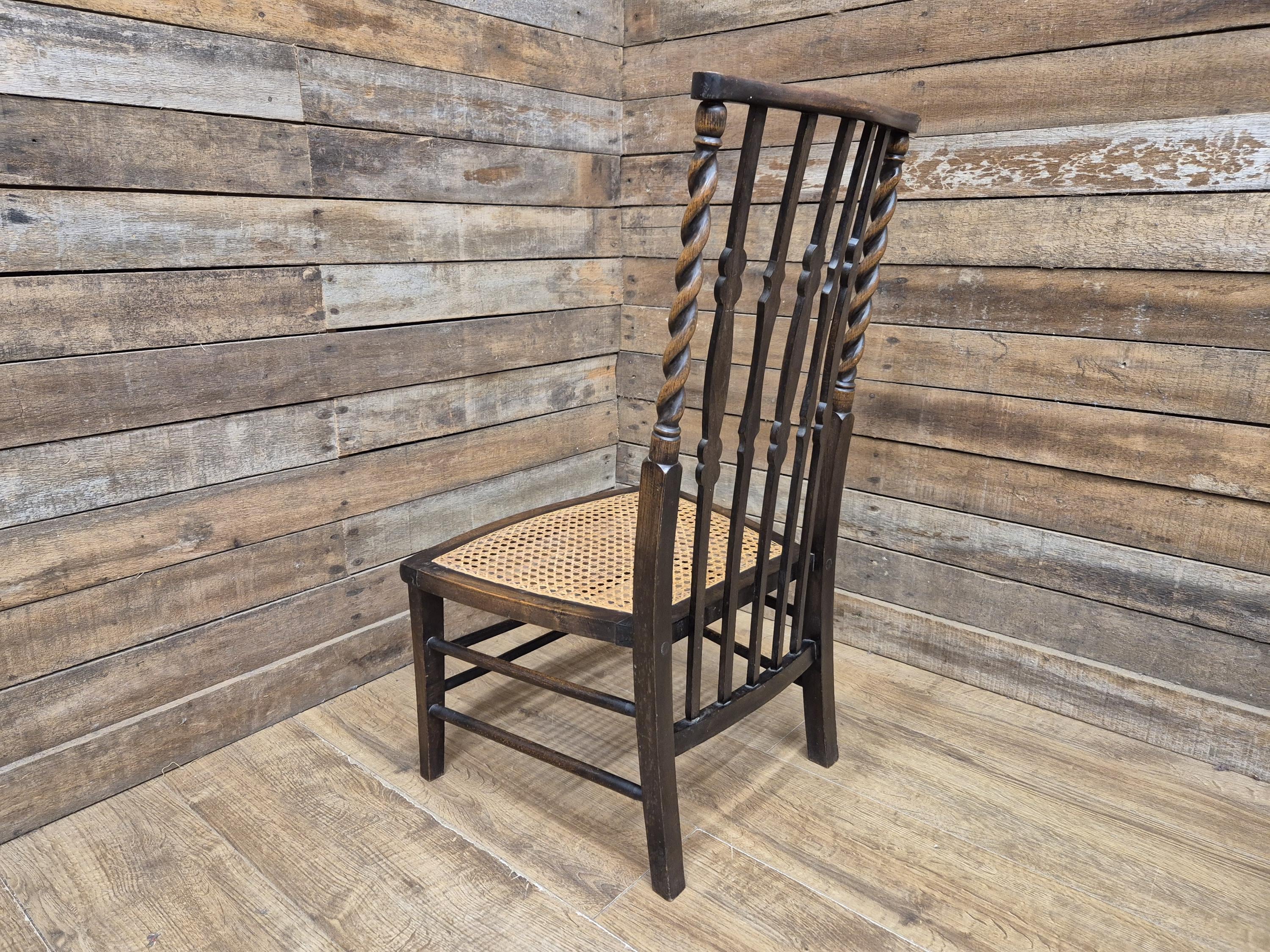 Oak Rush Seat Barley Twist Low Chair Early 20thC Antique Country Child Stool