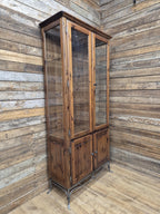 Ducal Pine Display Cabinet Glazed Doors Vintage Storage Cupboard