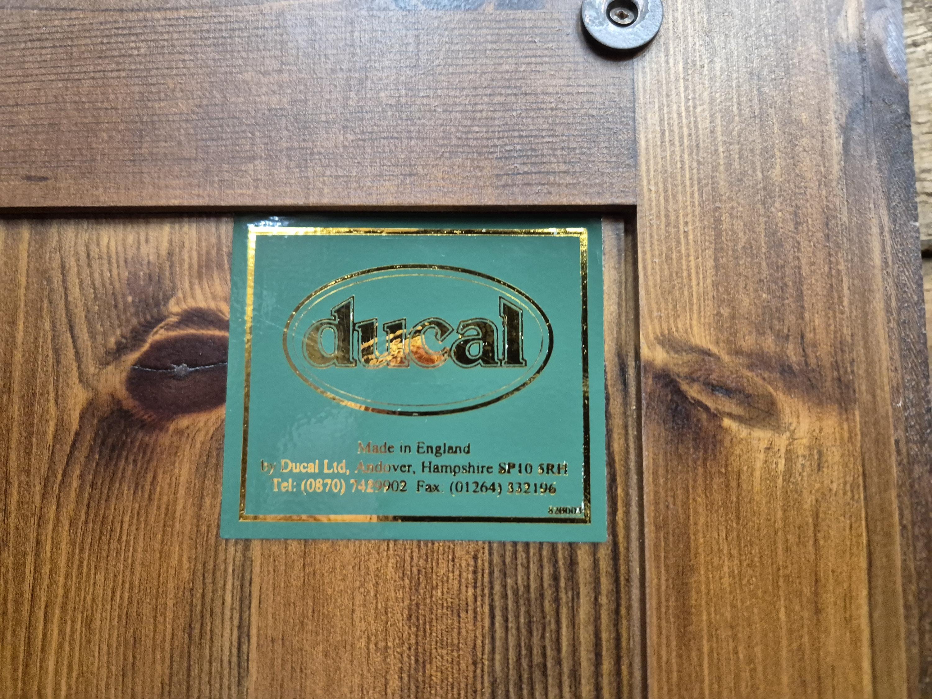 Ducal Pine Display Cabinet Glazed Doors Vintage Storage Cupboard