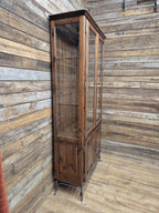 Ducal Pine Display Cabinet Glazed Doors Vintage Storage Cupboard
