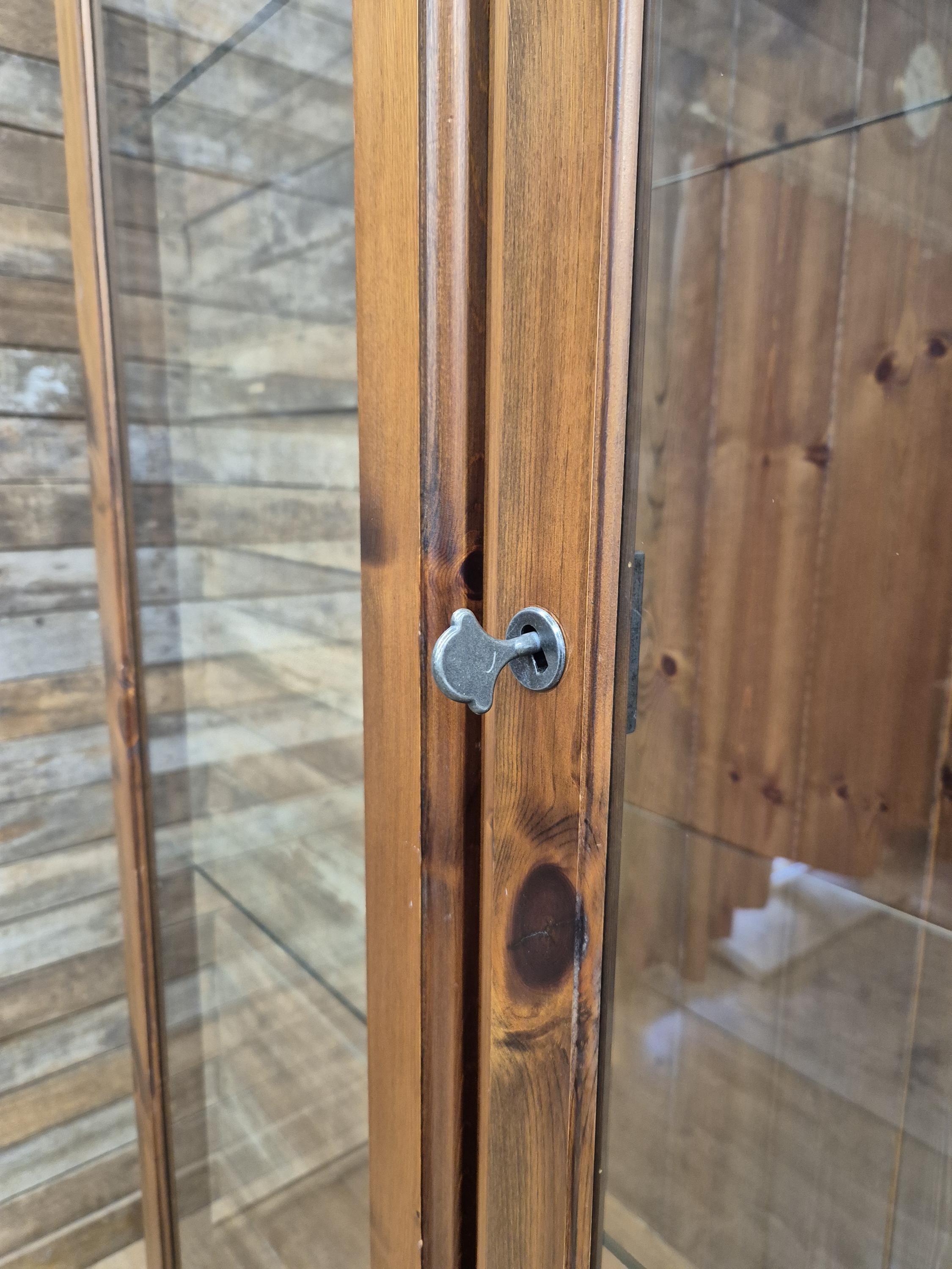 Ducal Pine Display Cabinet Glazed Doors Vintage Storage Cupboard