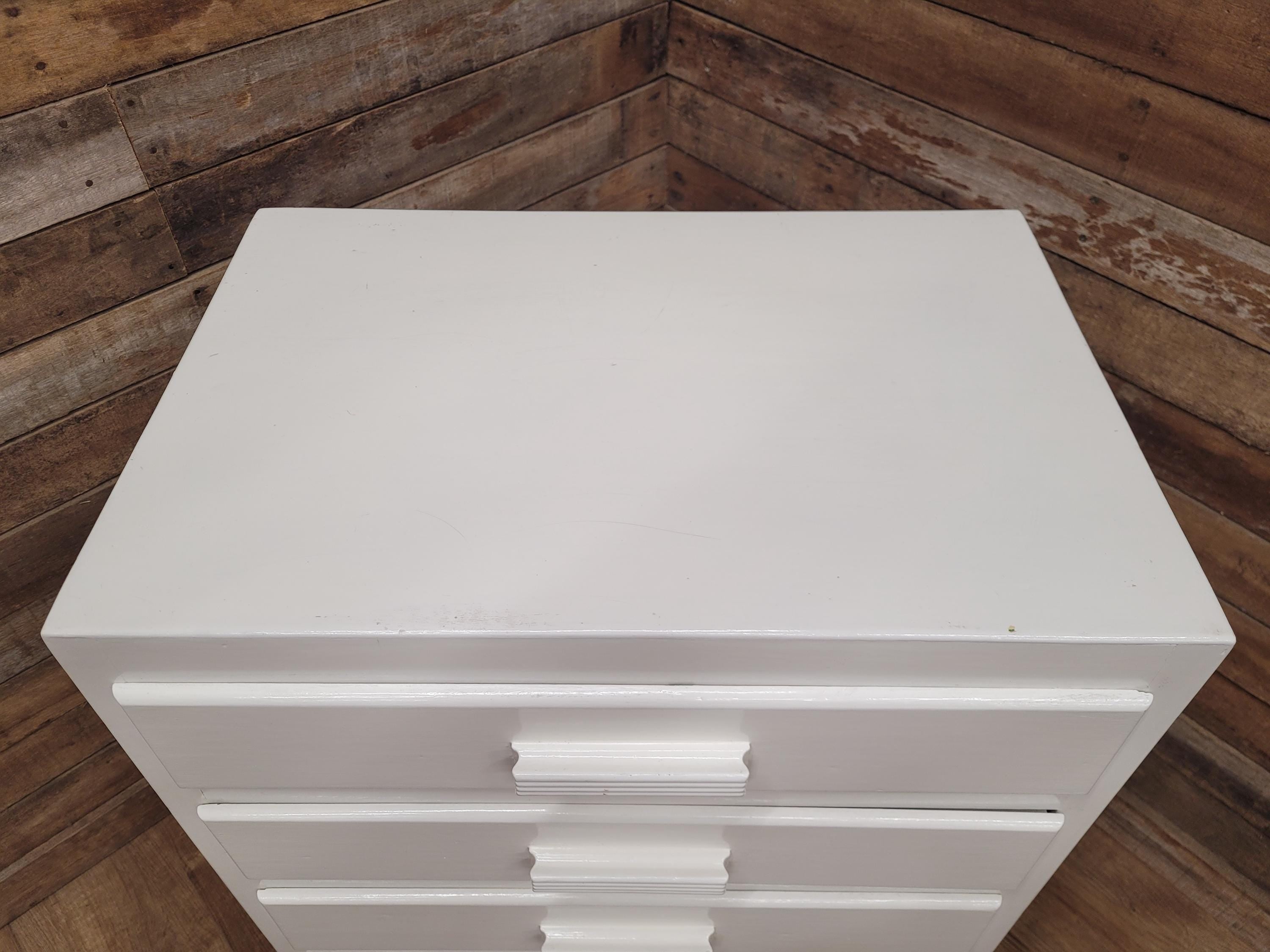 Vintage White Chest Drawers Painted Wooden Tallboy Storage Unit