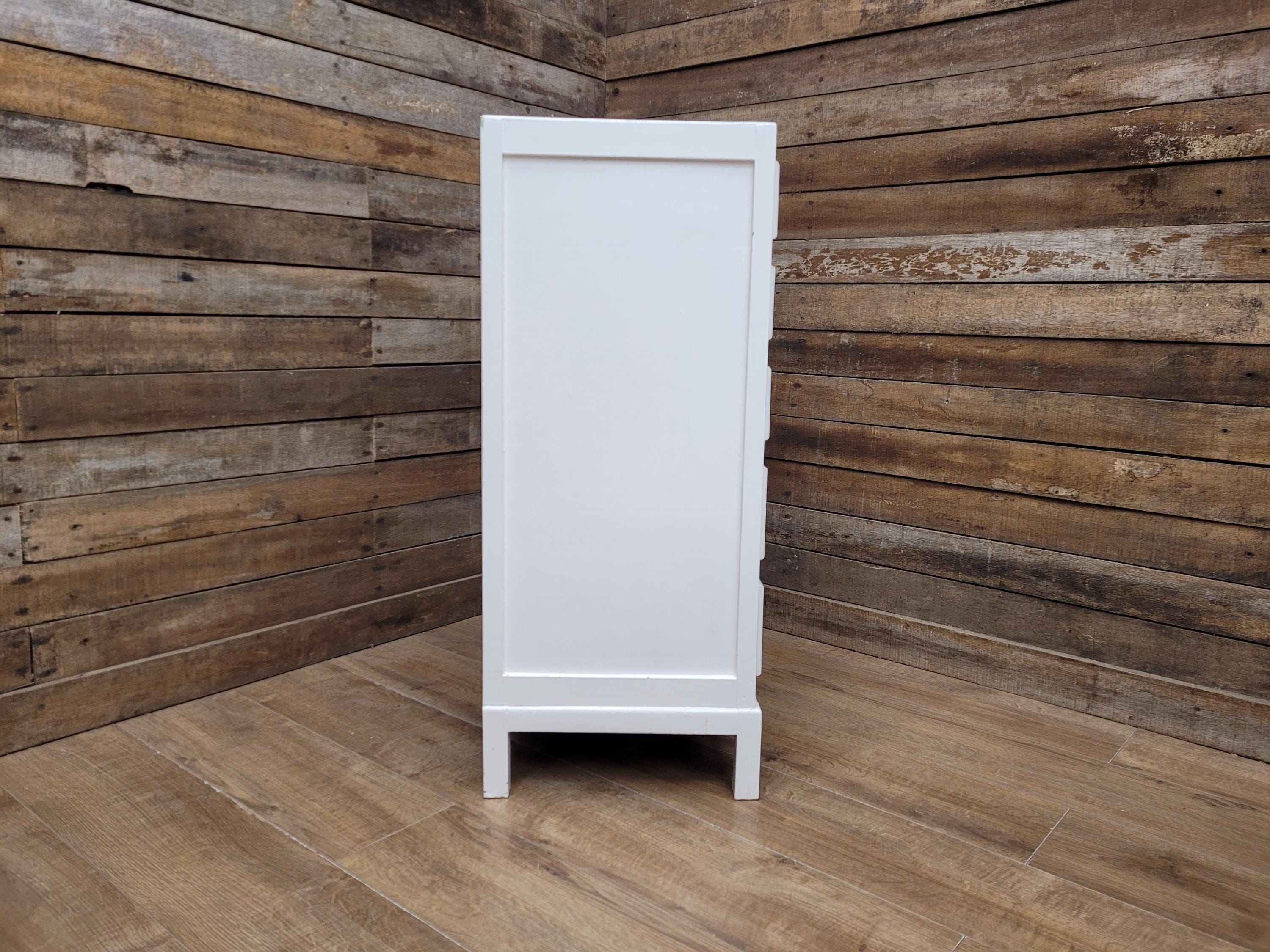 Vintage White Chest Drawers Painted Wooden Tallboy Storage Unit
