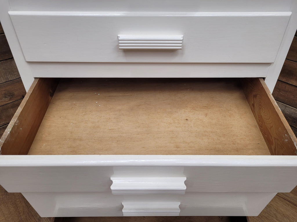 Vintage White Chest Drawers Painted Wooden Tallboy Storage Unit