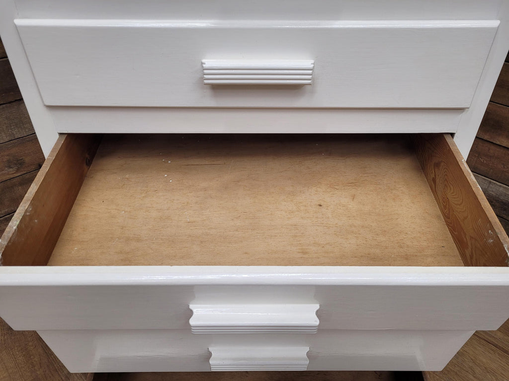 Vintage White Chest Drawers Painted Wooden Tallboy Storage Unit