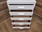 Vintage White Chest Drawers Painted Wooden Tallboy Storage Unit