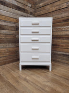 Vintage White Chest Drawers Painted Wooden Tallboy Storage Unit