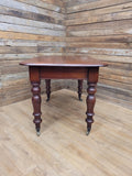 Mahogany Dining Table Victorian Solid Top Turned Legs Castors Antique Table