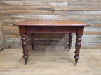 Mahogany Dining Table Victorian Solid Top Turned Legs Castors Antique Table