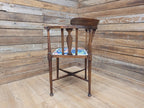 Edwardian Corner Chair Mahogany Inlaid Upholstered Morris Bird Fabric Antique
