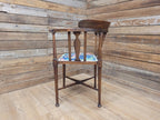 Edwardian Corner Chair Mahogany Inlaid Upholstered Morris Bird Fabric Antique