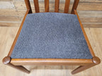 Pair Teak Meredew Chairs Boucle Upholstered Mid Century Slat Back Solid MCM