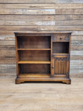 Wood Bros Old Charm Oak Bookcase Vintage Carved Cupboard Drawer Cabinet