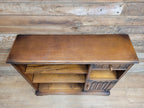 Wood Bros Old Charm Oak Bookcase Vintage Carved Cupboard Drawer Cabinet