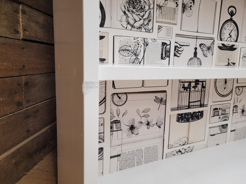 White Painted Bookcase Shelving Up Cycled Unit Tall Display Storage Cabinet