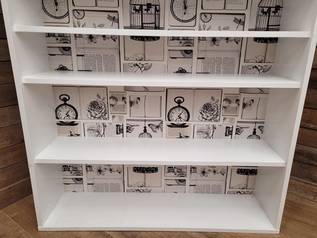 White Painted Bookcase Shelving Up Cycled Unit Tall Display Storage Cabinet
