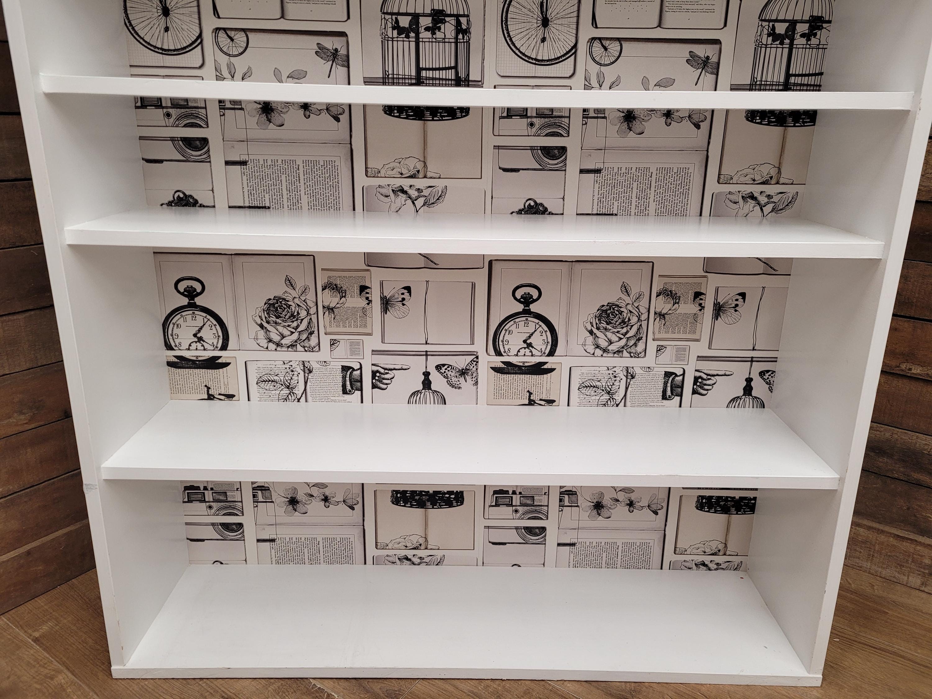 White Painted Bookcase Shelving Up Cycled Unit Tall Display Storage Cabinet