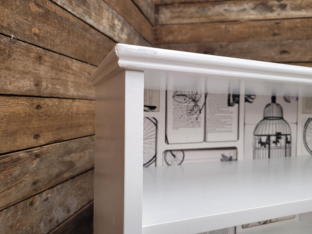 White Painted Bookcase Shelving Up Cycled Unit Tall Display Storage Cabinet