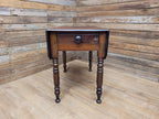 Victorian Mahogany Drop Leaf Table With Drawer On Turned Legs Antique Gate Leg