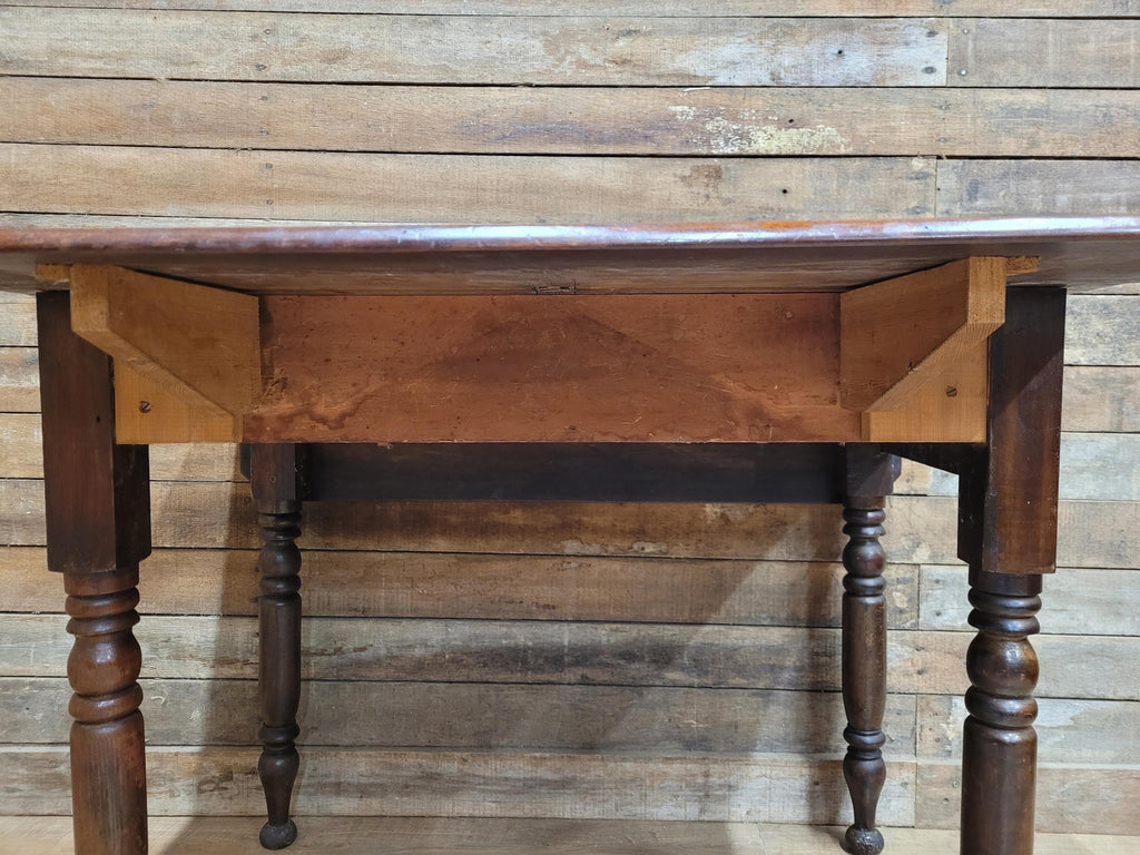 Victorian Mahogany Drop Leaf Table With Drawer On Turned Legs Antique Gate Leg