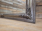 Large Silver Bevell Edge Wall Mirror Vintage Ornate Decorative Frame
