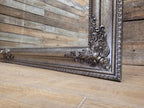Large Silver Bevell Edge Wall Mirror Vintage Ornate Decorative Frame