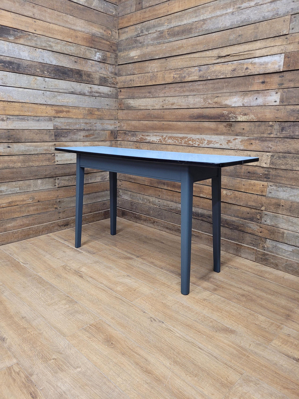 Vintage Side Table Formica Top 1960s Blue Retro Tapered Legs Small Desk